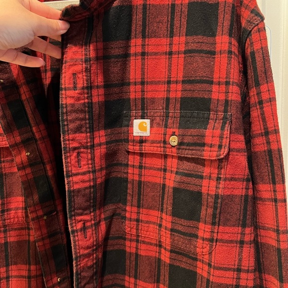 Carhartt Men’s Red & Black Flannel Button Down Shirt Original Fit Size XL - Picture 10 of 12